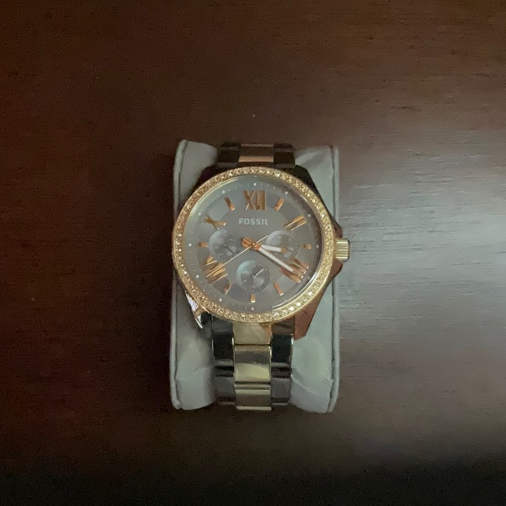 Unisex Dark Grey and Gold Fossil Watch